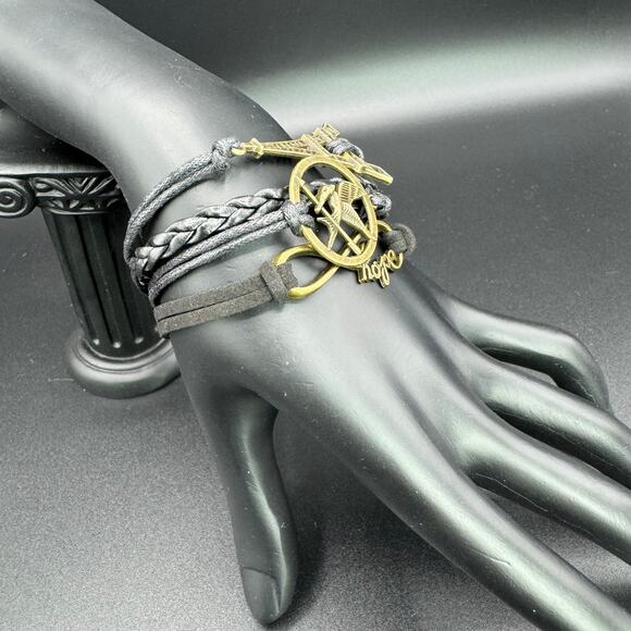 New Black Braided Leather Twine Multilayer Eiffel Tower Infinity Bracelet - Picture 3 of 7